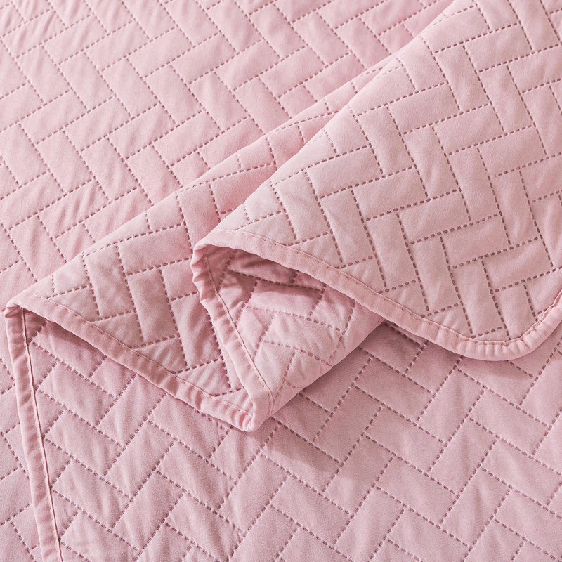 Ensemble de courtepointe réversible en microfibre 3 pièces , Courtepointe grand + 2 couvre-oreillers standard, Rosé