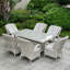 Ensemble de salle à manger de patio en osier pour 6 personnes avec table rectangulaire Polly, coussins inclus