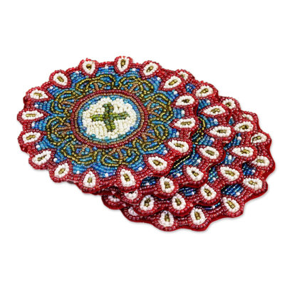 Ensemble de 4 sous-verres en verre Floral Brilliance