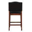 Élégant tabouret de comptoir brun foncé - base en bois franc et revêtement en similicuir avec garniture antique pour plus de stabilité