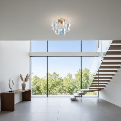 Raymundo - 4-Light Semi-Flush Mount - Glass/Brass