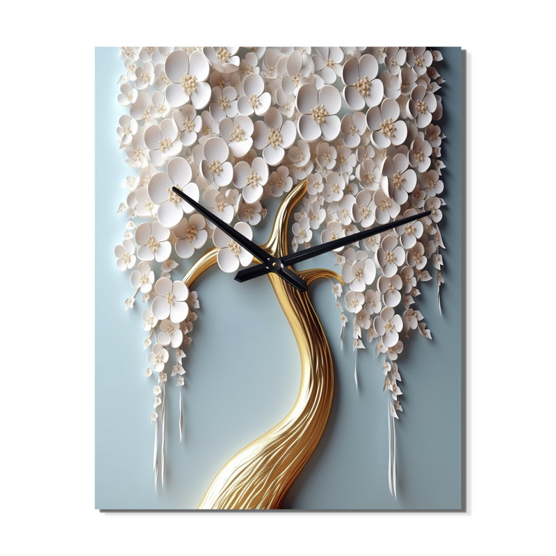 Orchidée dans un jardin de branches VI - Horloges murales florales, Grand