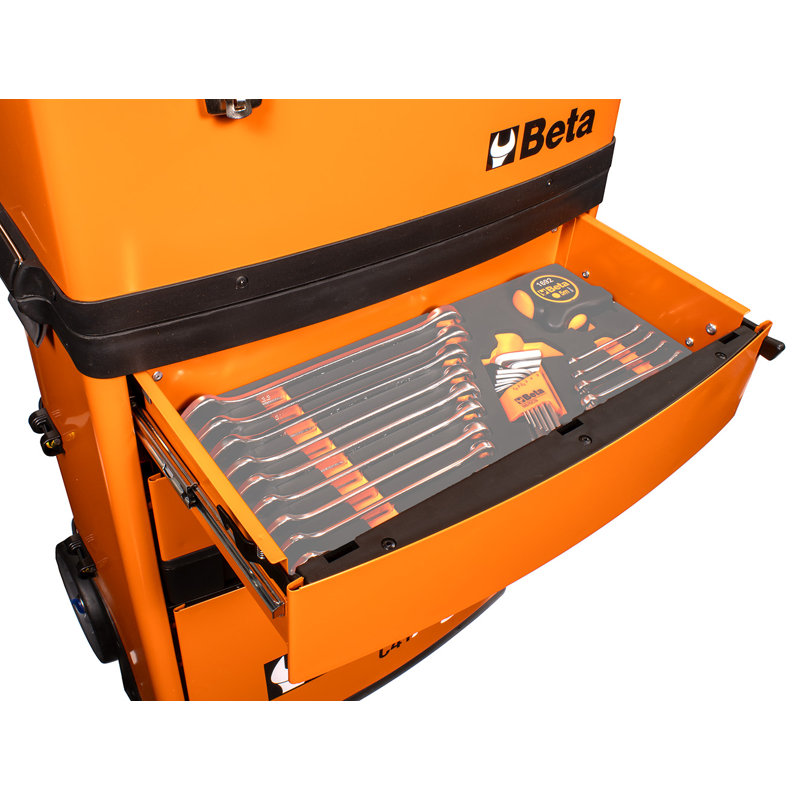 Beta C41H Two-Module Rolling Tool Chest, Detachable Tool Box, Telescopic Handles, Orange