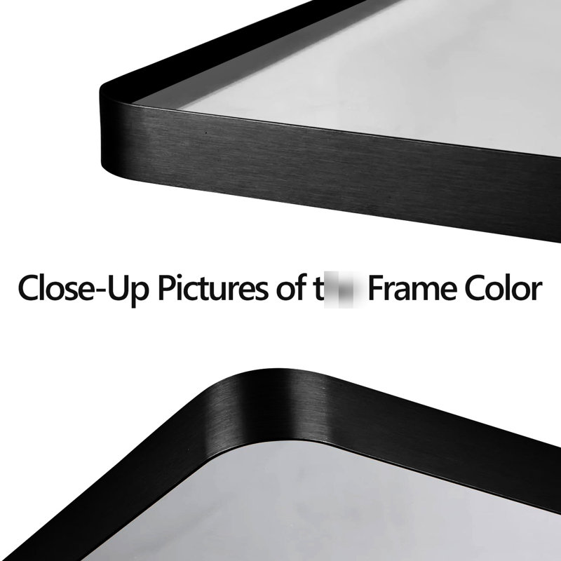 24 po x 30 po, miroir de salle de bain, cadre en aluminium noir, lignes transparentes, non - alliage rouille, miroir de fixation murale facile à fixer en pouces du cadre, installation sécurisée, bien emballé