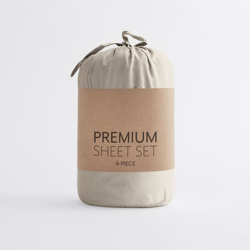 Solid Microfiber Ultra Soft Sheet Set, Full Sheet Set with 2 Pillowcases, Taupe