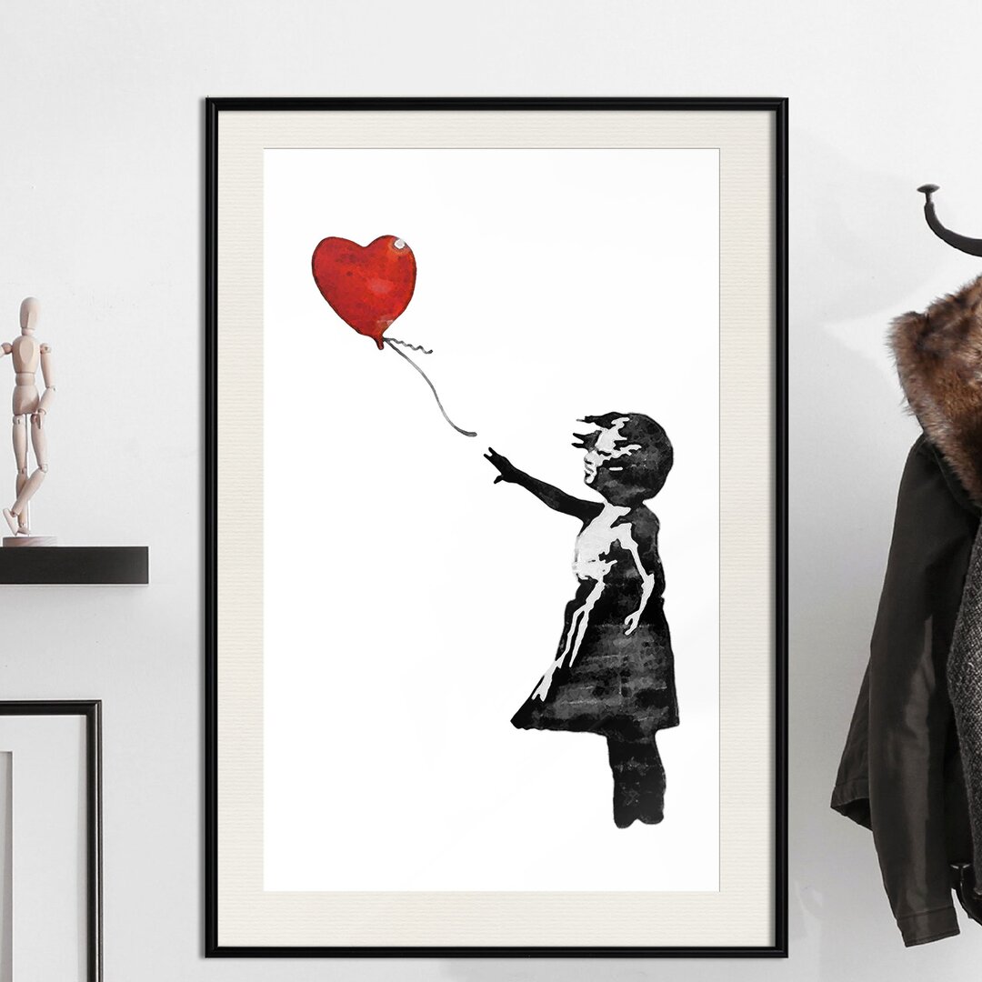 Gerahmtes Poster Banksy Mädchen mit Luftballon II