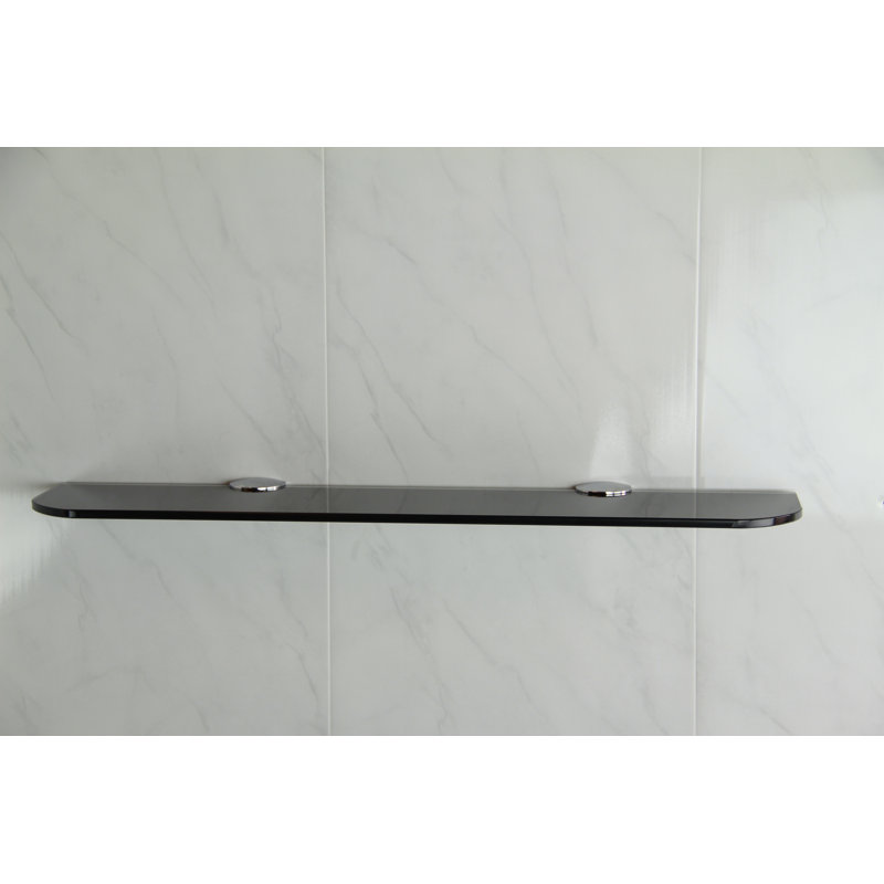 Fanni Glass Floating Shelf with Adjustable Shelves, Black, 0.6cm H x 50cm W x 10cm D