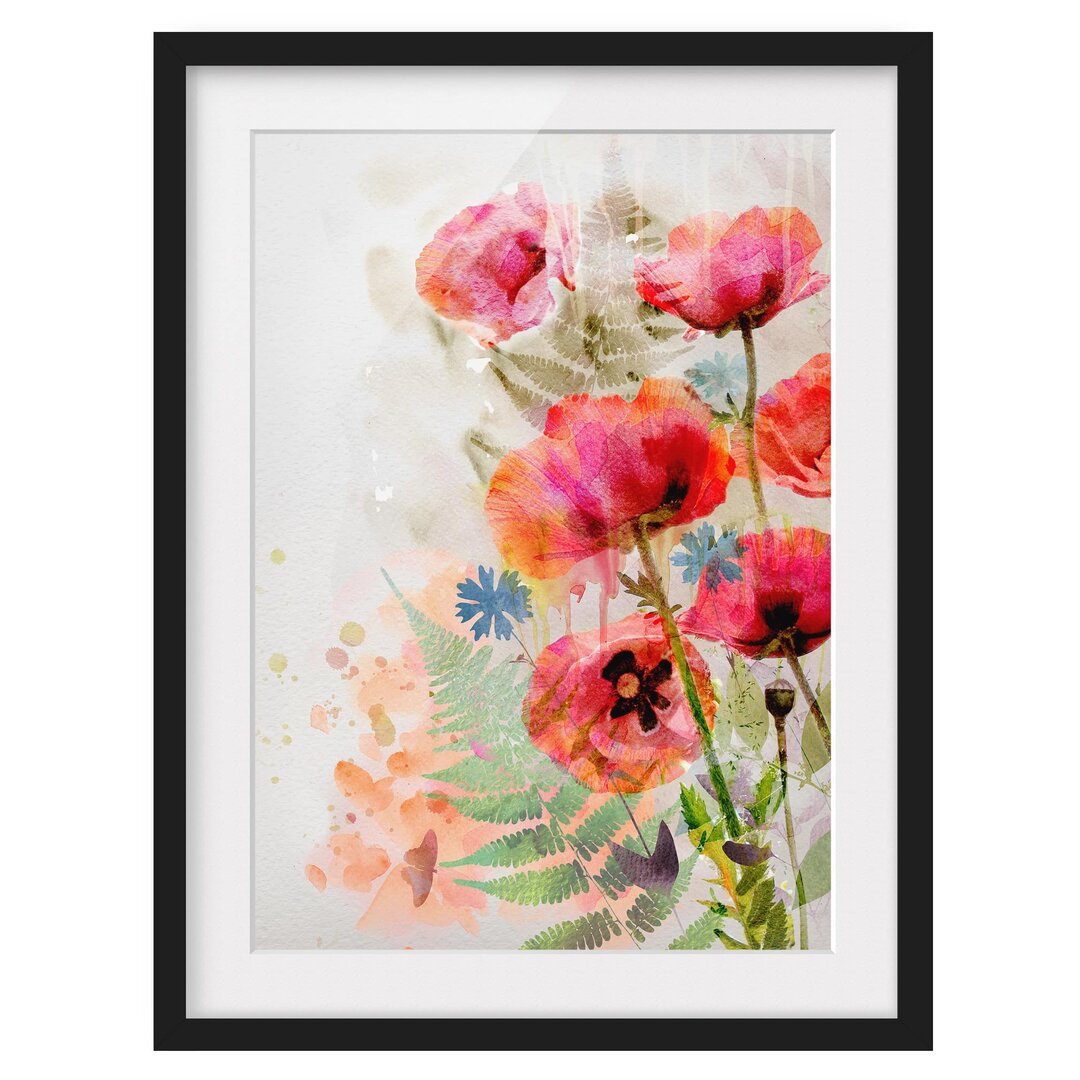 Gerahmter Kunstdruck Poppies Watercolour