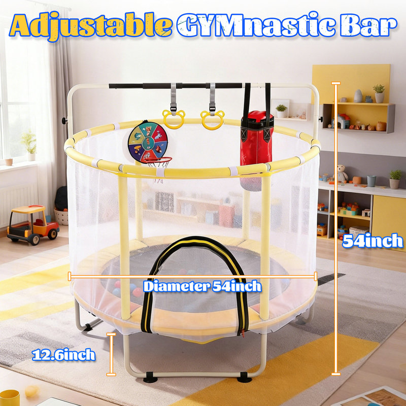 Fer de 54 po, polyéthylène, polypropylène, PVC mini trampoline orange et jaune