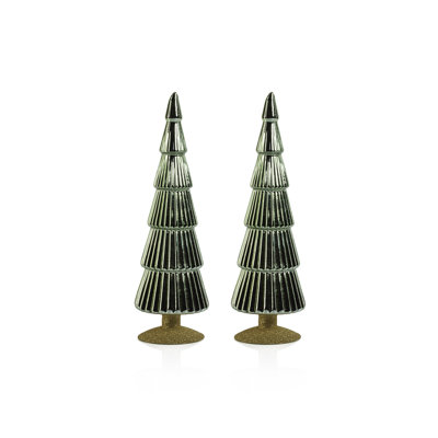 Halette 2-Piece Red Glass Tabletop Tree Set
