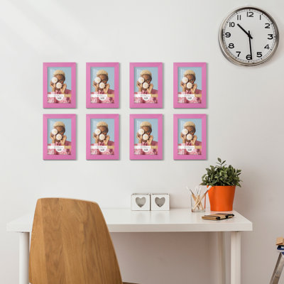 Ensemble de 8 cadres muraux en bois 8 "x 10" rose