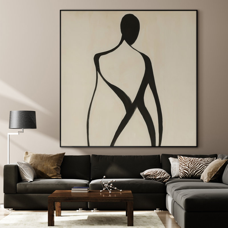 Très grand art mural, reproduction d'art sur toile - art abstrait moderne et net, H 46 po x l 46 po