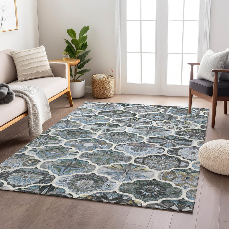 Machine Washable Indoor/Outdoor London ACN2257 Panels Rug, Rectangle 2'6" x 3'10"