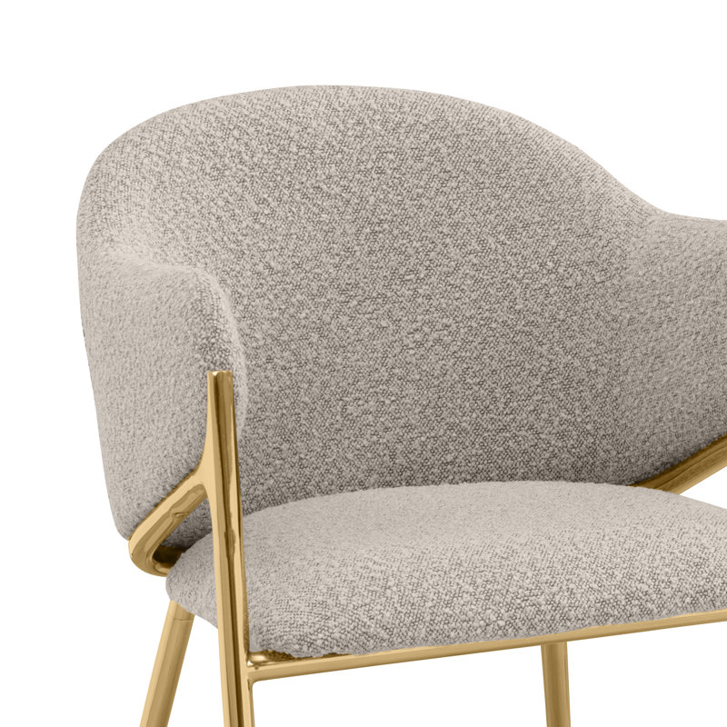 Tabourets de bar en tissu Teddy Boucle, Tabouret de comptoir (siège d'une hauteur de 26 p, Siège gris / cadre doré