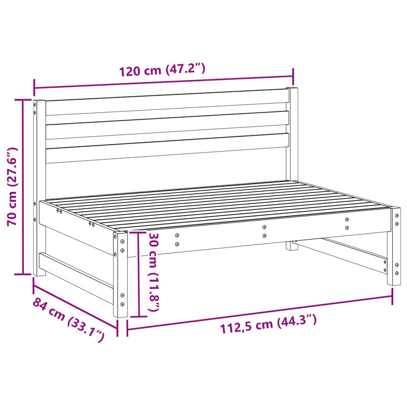 120cm Wide Straight Patio Sectional