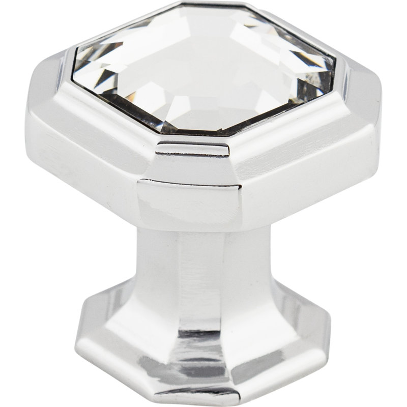 Crystal Emerald 1 1/8" Length Geometric Knob, Polished Chrome