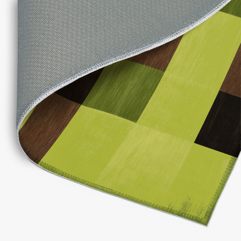 Tapis d'intérieur et d'extérieur à carreaux vert, Rectangulaire 2 pi x 3 pi