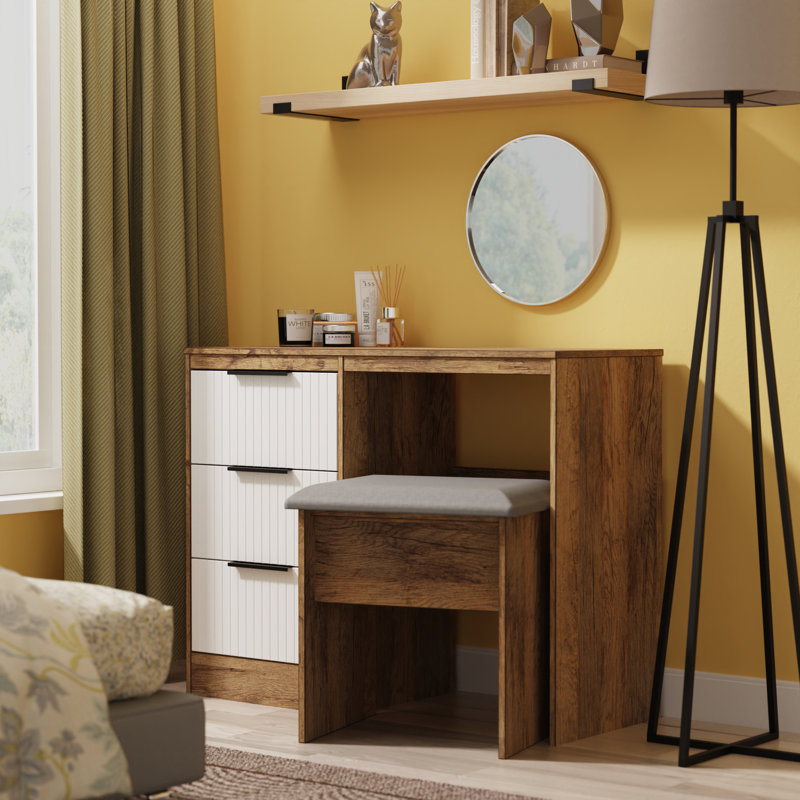 Berklie Dressing Table, White Matt/Vintage Oak