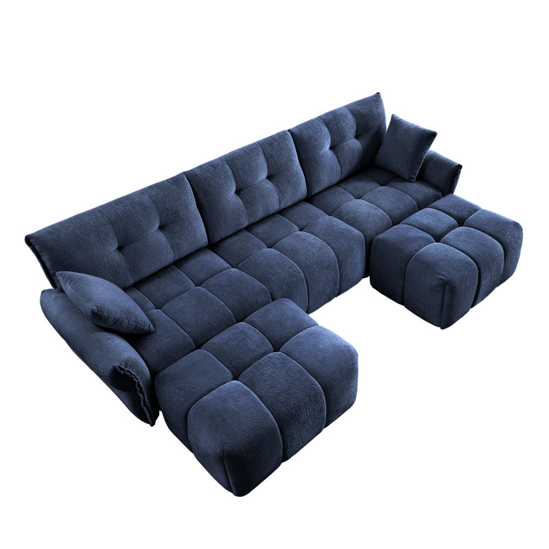 Canapé modulaire en chenille, Bleu