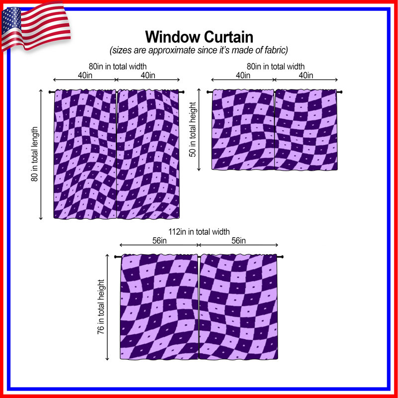 Rideaux mauves à carreaux mauve et obscurcissant mauve - 2 panneaux, 20in x 50in - 2 panels, Transparent