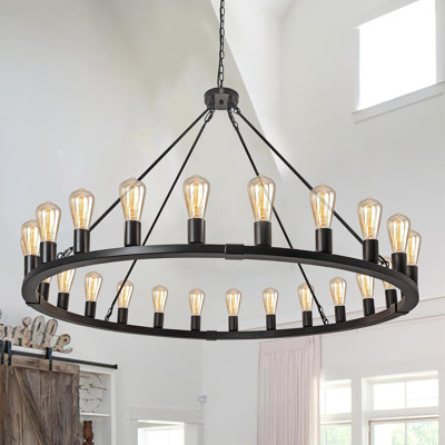 Lustre à roulettes Costachi, très grand lustre de style campagnard de 47 pouces pour plafonds hauts (ampoules non incluses)