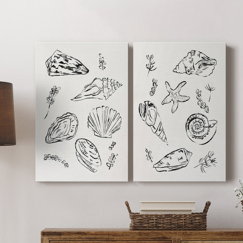 Sea Spirals I - Toile tendue avec châssis de qualité supérieure - Prêt à accrocher, H 18 po x l 12 po