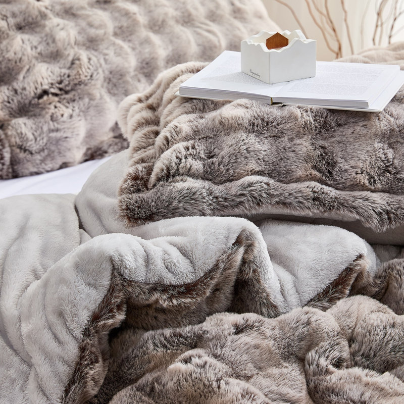 Ensemble d'édredon très grand Snowball Chunky Bunny - Coma, Édredon pour lit simple TG + 1 taie décorative, Brun