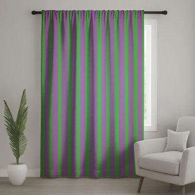 Rideaux de fenêtre mauve et vert à rayures, voilages et rideaux occultant - 1 panneau