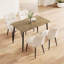 Ensemble de table de salle à manger et de table moderne 4 pièces à grain de bois moderne, table de salle à manger élégante, table de salle à manger de cuisine, robuste et durable, facile à assembler, pieds en métal noir-1998985707-1998985710