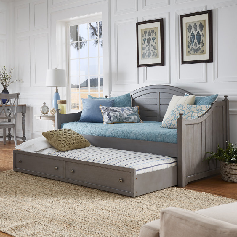 Lit de jour simple avec couchette Delaria, Gris antique