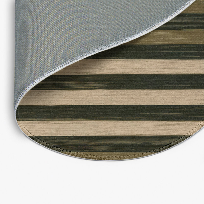 Tapis intérieur / extérieur brun HorizontalStripes, Rond 5 pi