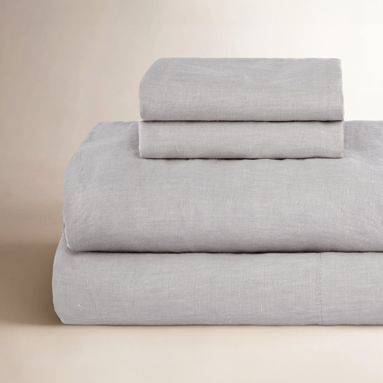 Linen Sheet Set, Pebble Heather, Queen Sheet Set with 2 Pillowcases