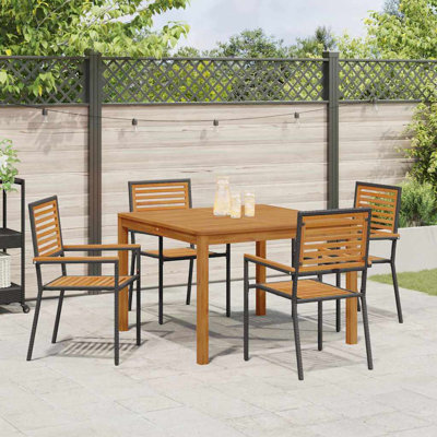 4 - Person Wood Patio Dining Set with Square Table