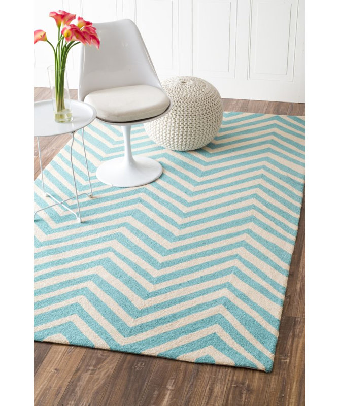Tapis bleu de Reva Chevron, 7'6" x 9'6"