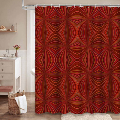 Psychedelic Spiral Brown Abstract Waterproof Shower Curtain with 12 Hooks