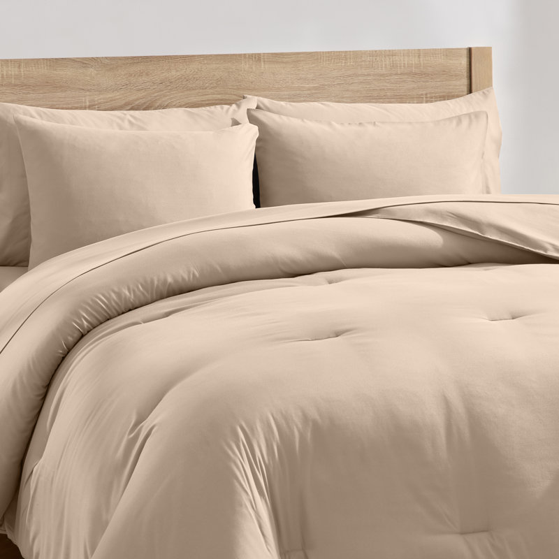 Soft Microfiber 7 Piece Comforter Set with Sheets, Dune Sand, Queen Comforter + 6 Additional Pieces