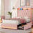 Upholstered Storage Kids Bed With LED Lights And 4 Drawers-1063159667-1066623239