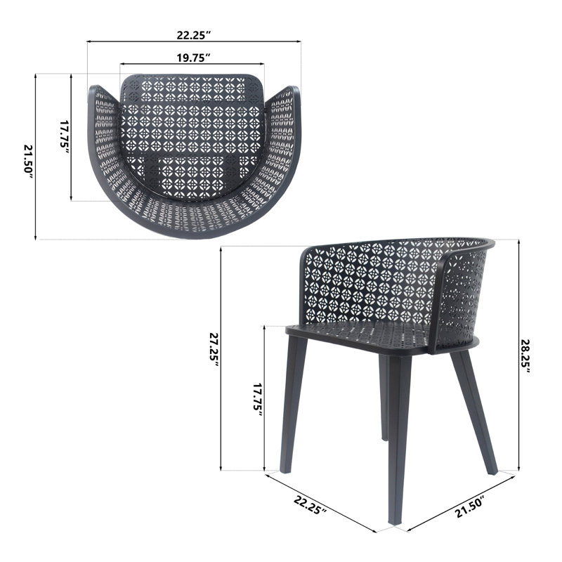 Chaise de salle à manger d'extérieur Milan (sans la table), Noir