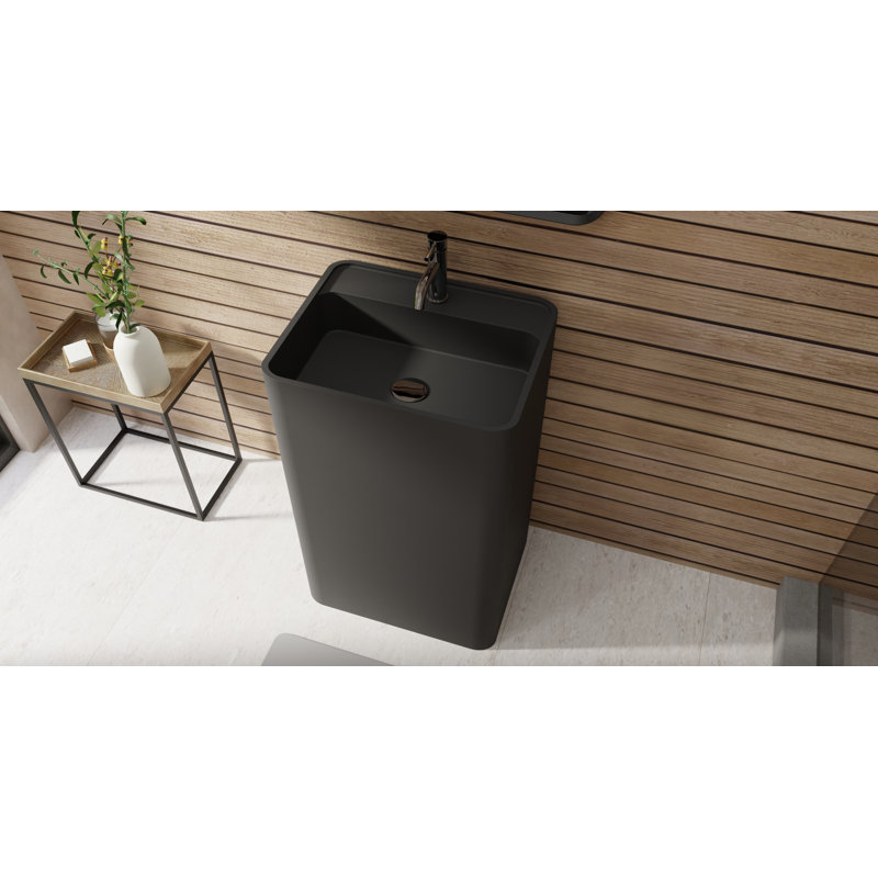 Lavabo de salle de bain sur pied Badeloft, Noir mat