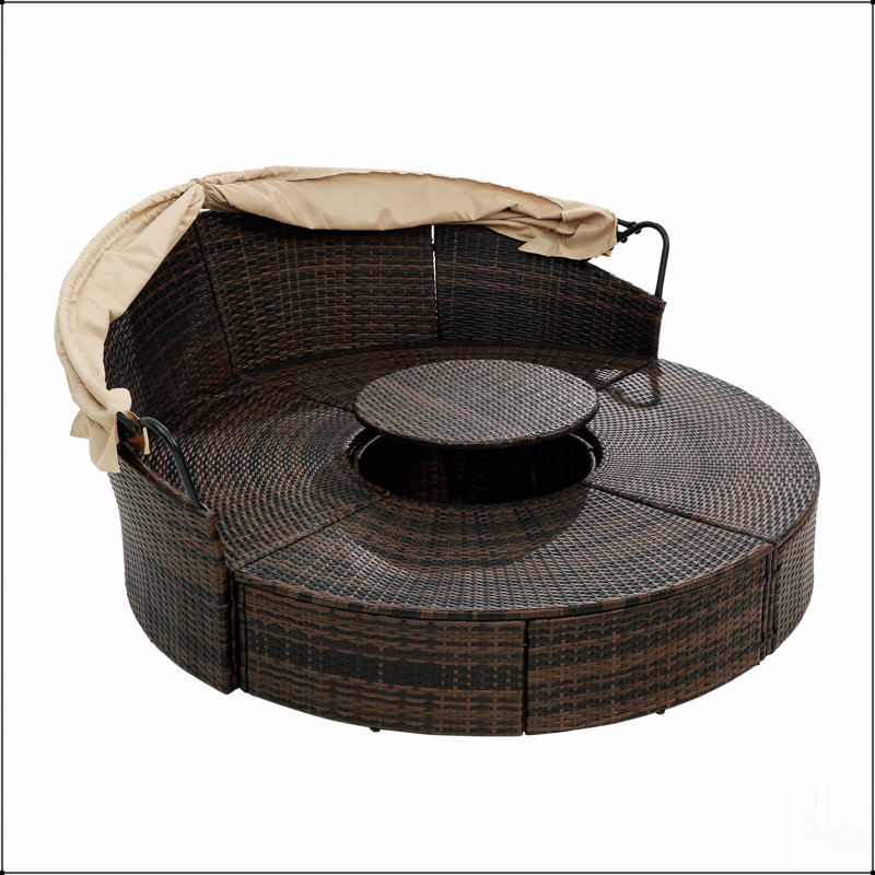 Lit rond en rotin avec baldaquin Hot Sale KD, Kaki