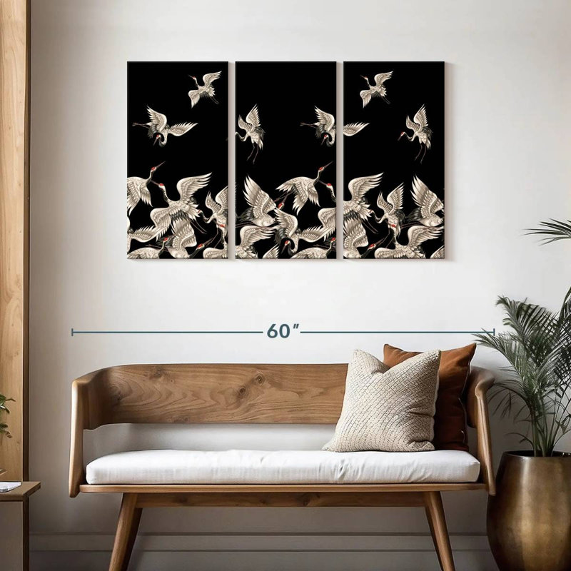 Japanese White Cranes, 28" H x 45" W