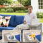 Ensemble de conversation de patio 10 pièces avec chaises berçantes pivotantes Bobia, ensemble de conversation avec foyer extérieur-382870734
