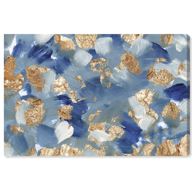 Abstrait des océans d'or - reproduction d'art sur toile, H 24 po x l 36 po x 1,5 po, Toile tendue