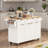 Rolling Fluted Kitchen Island With Drop Leaf, Power Outlet, 4 Doors, 3 Drawers, Curved Edge And Spice Rack