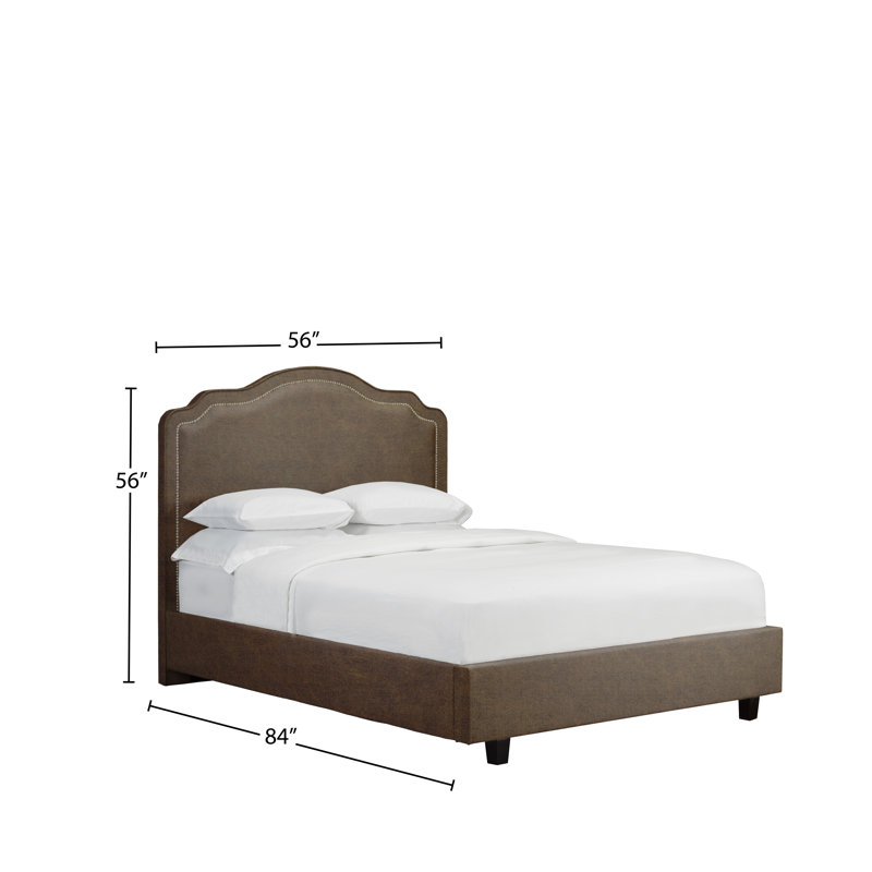 Lit plateforme en tissu d’ameublement Stonebraker, Double, Similicuir - caramel