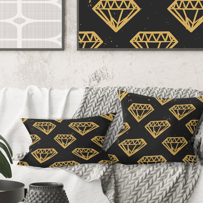 Coussin Vintage Vintage Golden Diamonds - Mid-Century