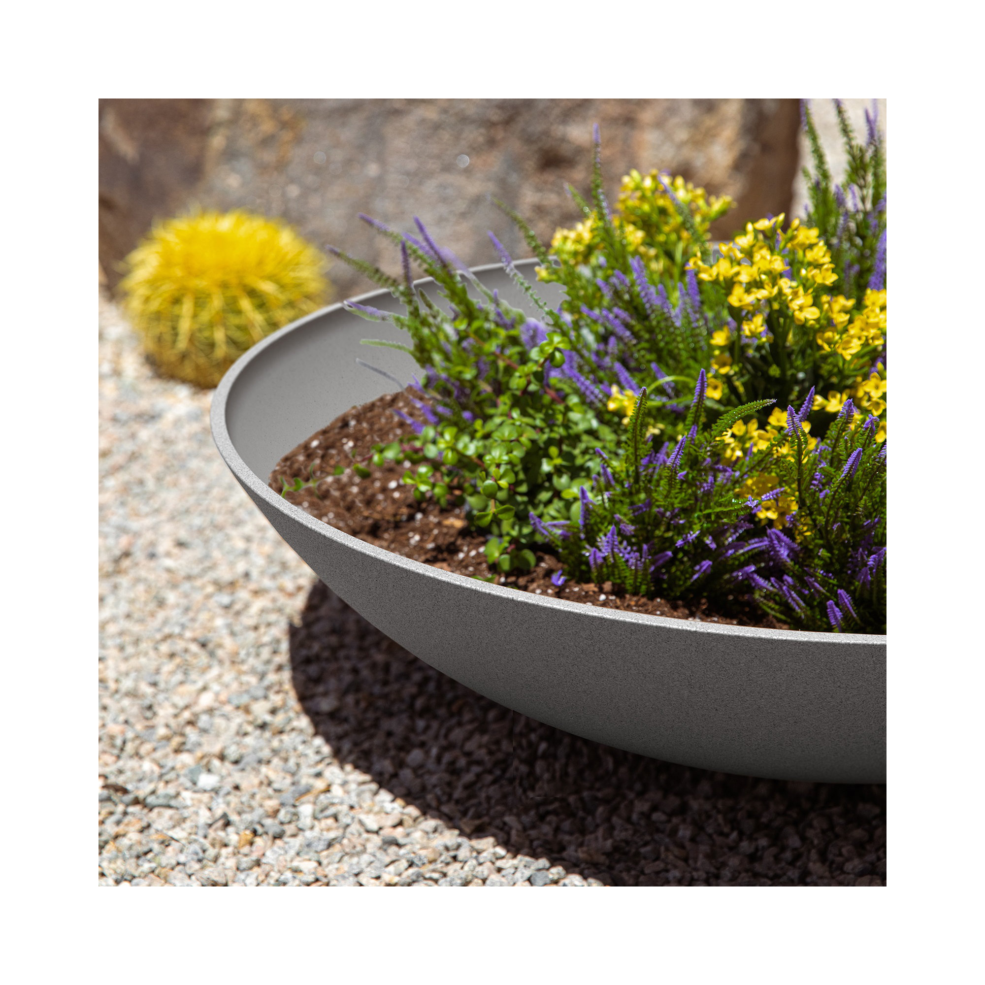 Pure Series Lane Bowl Planter, Set of 2, Charcoal, 8" H x 32" W x 32" D