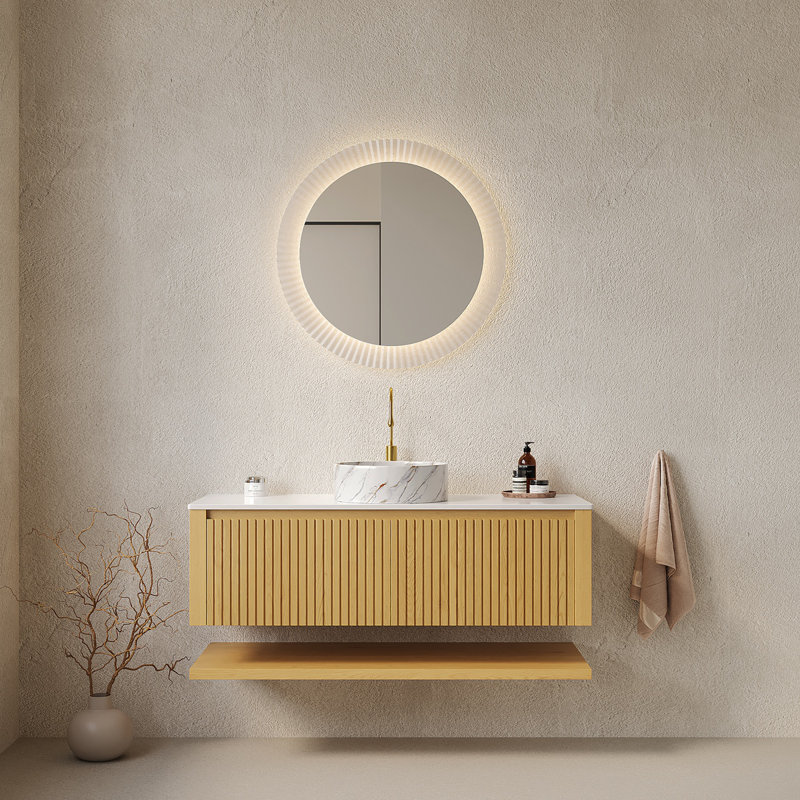 Meuble-lavabo de salle de bain avec lavabo en contreplaqué mural Hizon