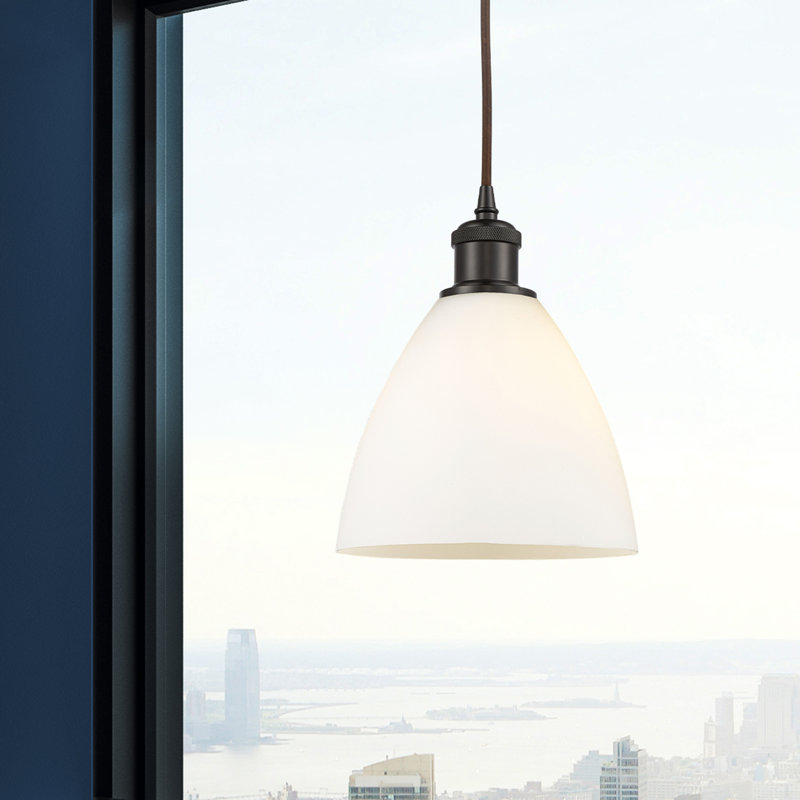 Haruka 1 - Light Single Pendant, White, 11.25" H x 7.5" W x 7.5" D, Oil Rubbed Bronze