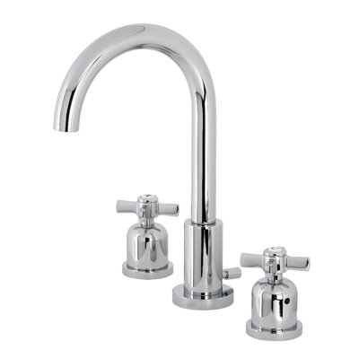 Kingston Brass Millennium Two-Handle 3-Hole Deck Mount Widespread Bathroom Faucet with Brass Pop-Up Drain
